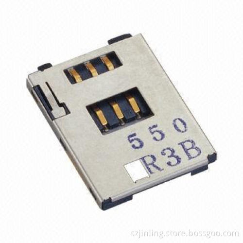 SMT Card Socket, Push-push Type 6p, 20mΩ Contact Resistance, Reel and Tape Packing